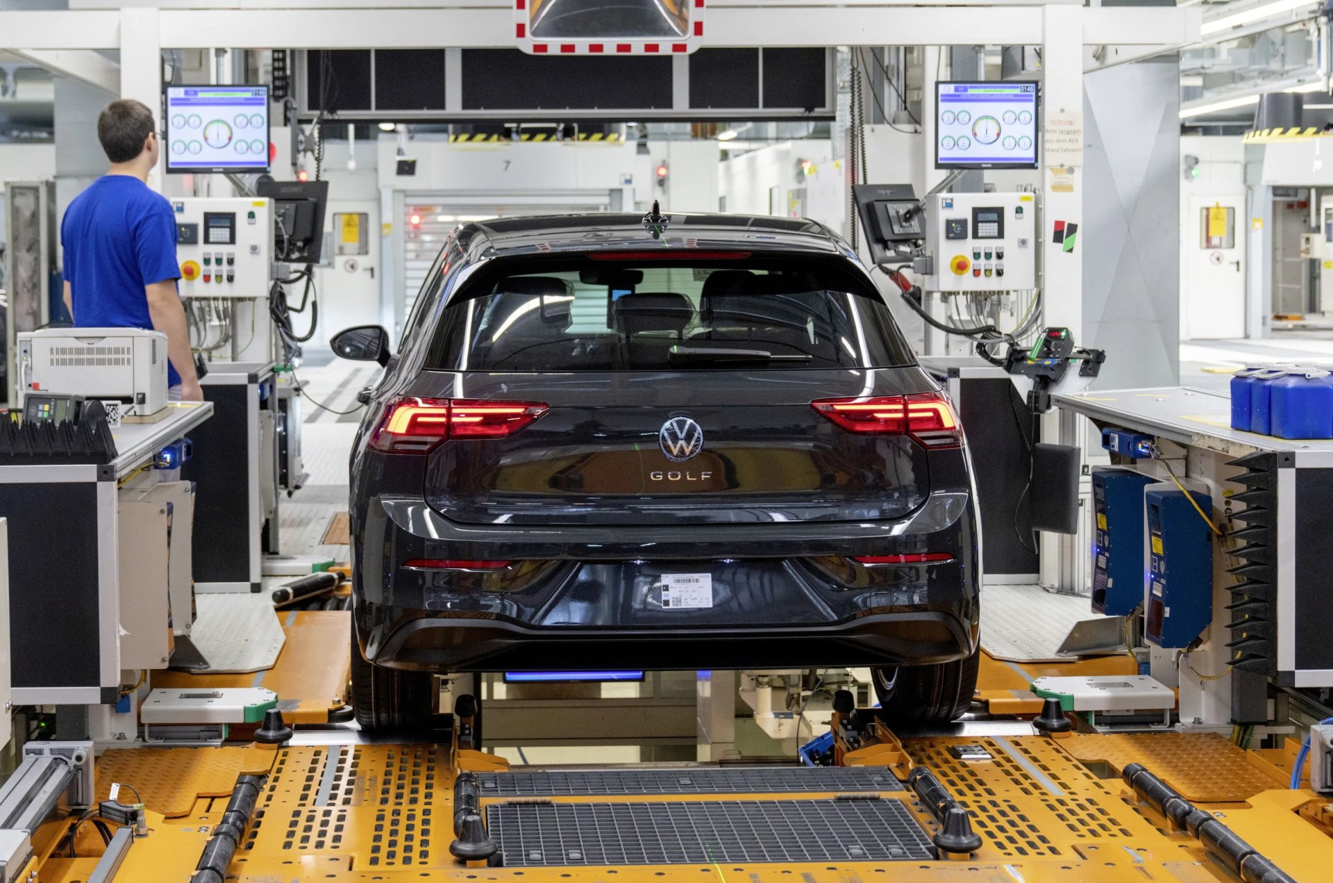 rear of vw golf on the production line