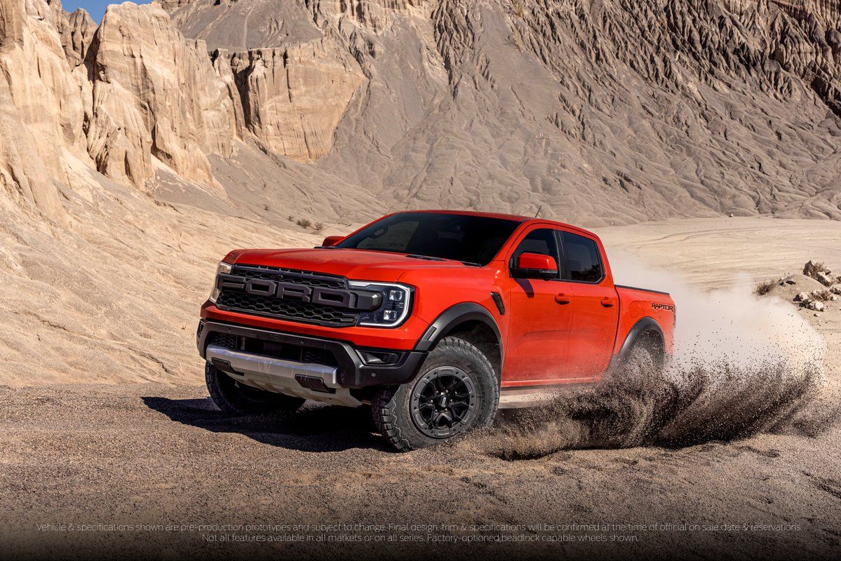 ford ranger raptor in sand