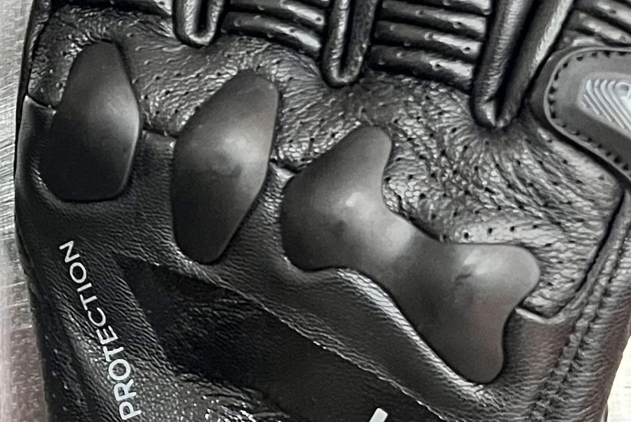 motorcycle glove knuckle protection closeup