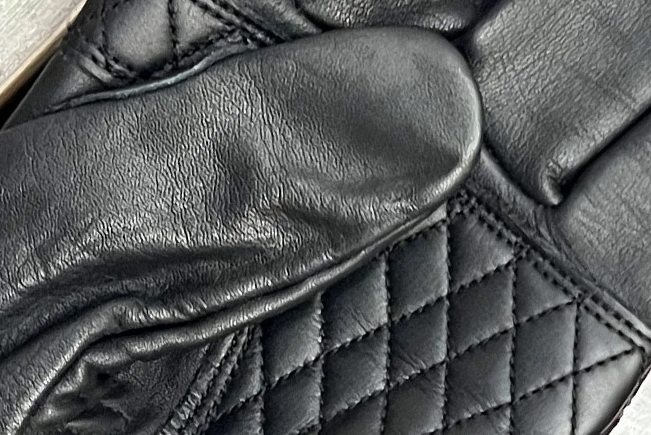 close up of motorcycle glove