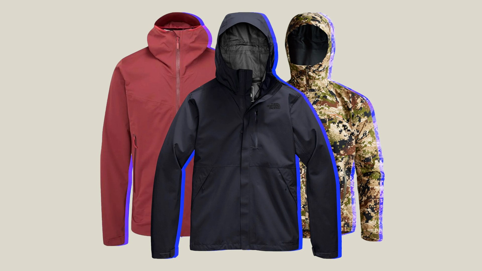 three rain jackets