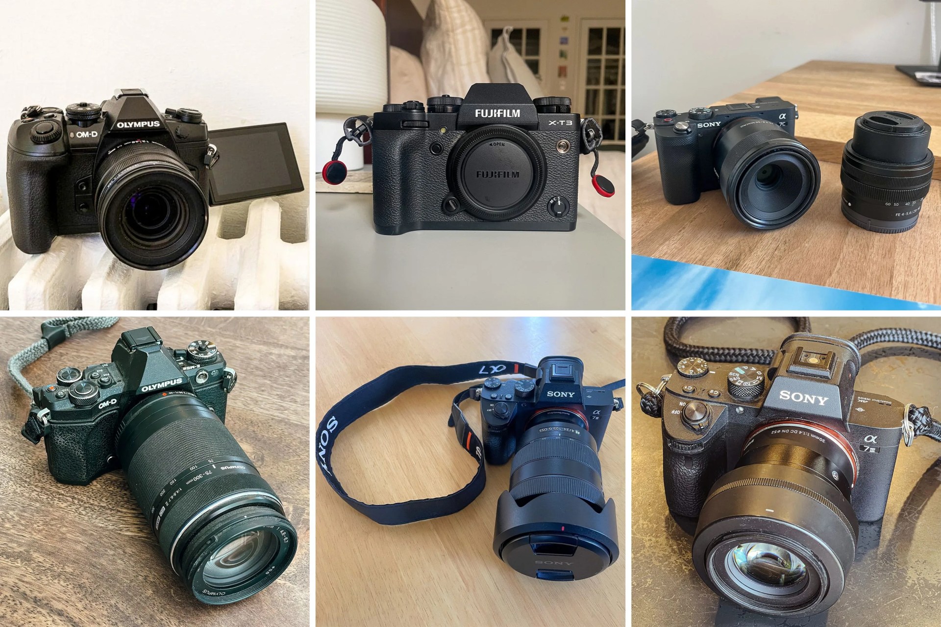 collage of mirrorless cameras