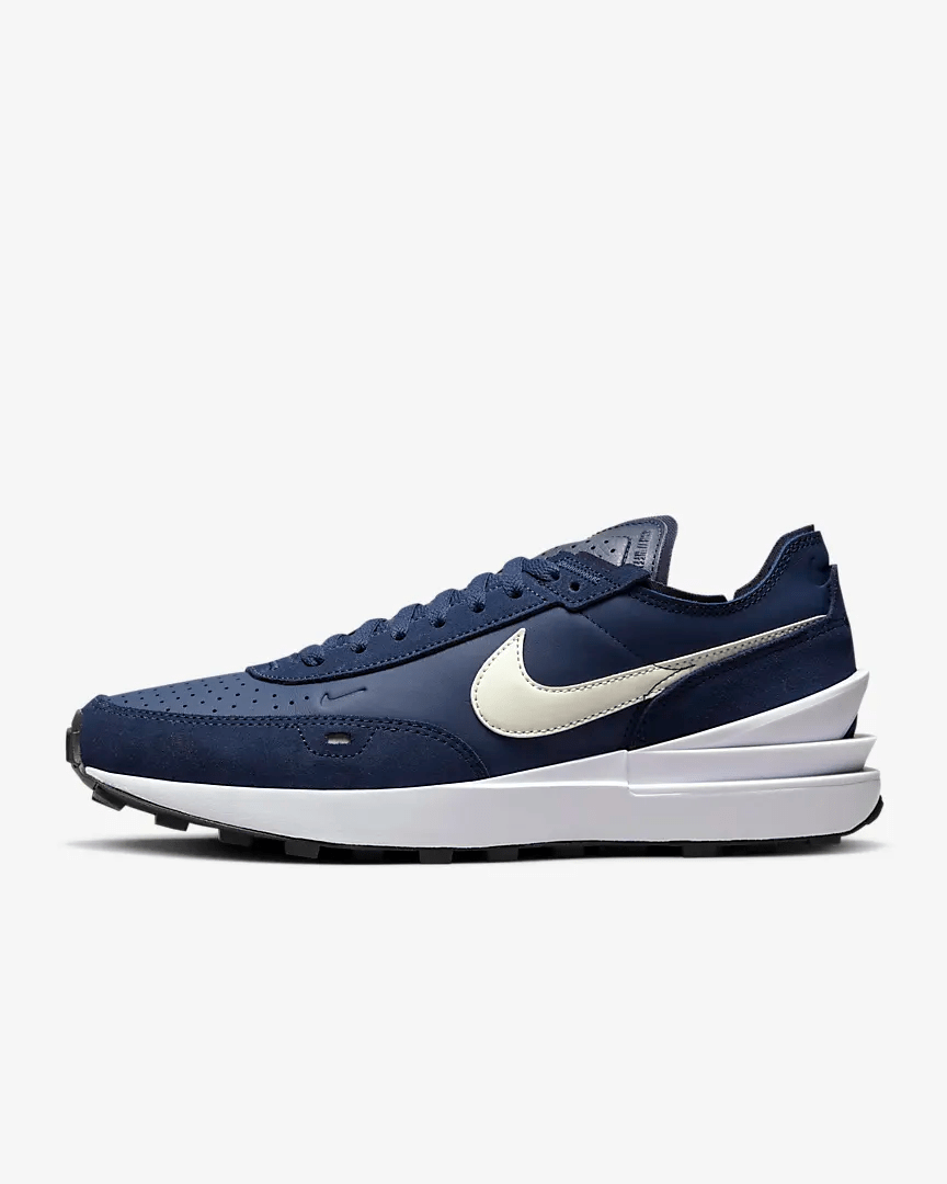 nike men's waffle one leather shoes in grey