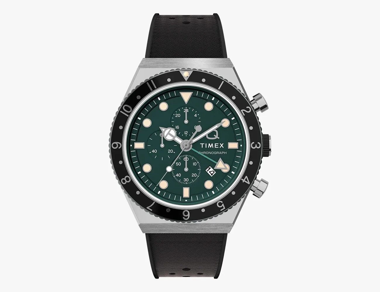 Q Timex Three Time Zone Chronograph 40mm