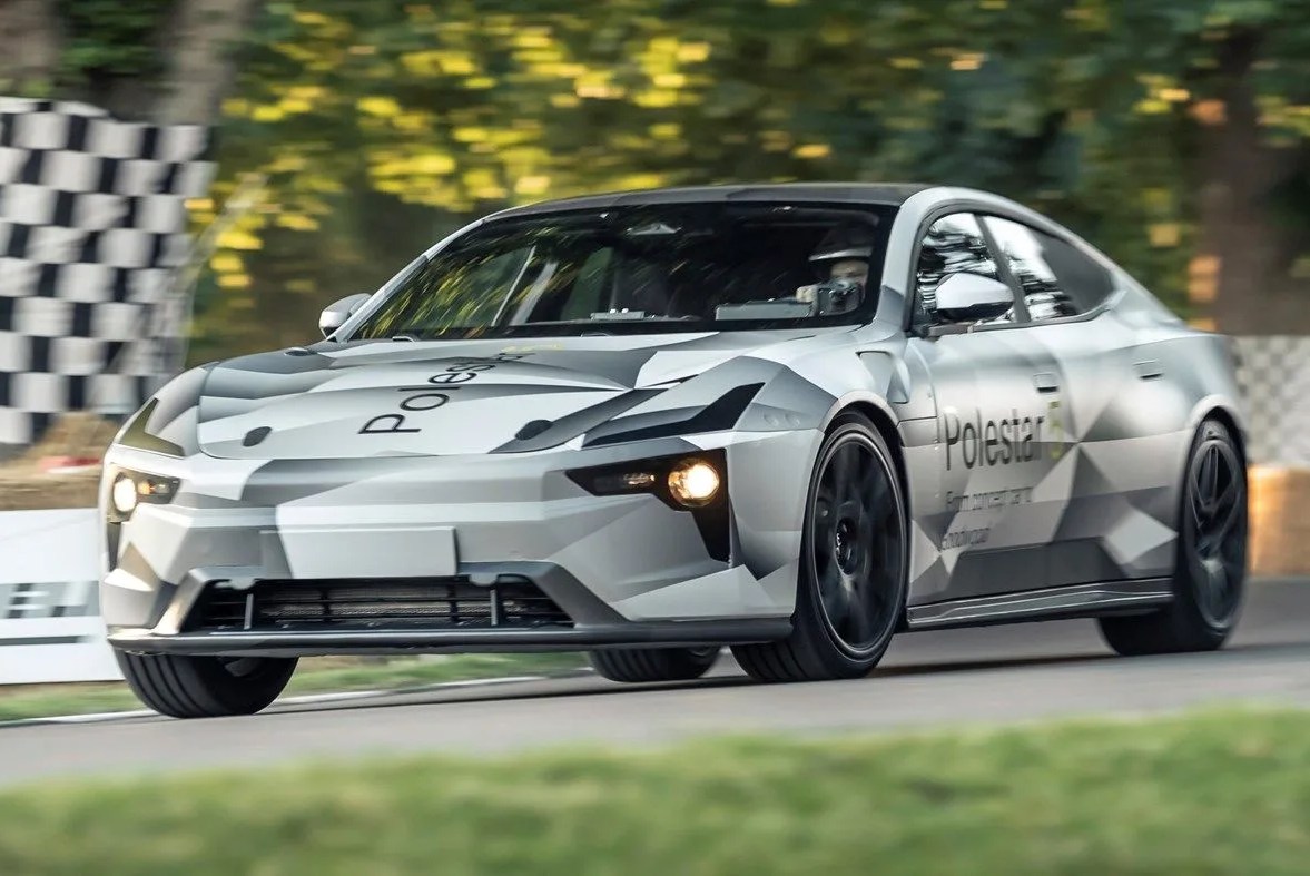 polestar 5 prototype in camouflage testing at goodwood festival of speed