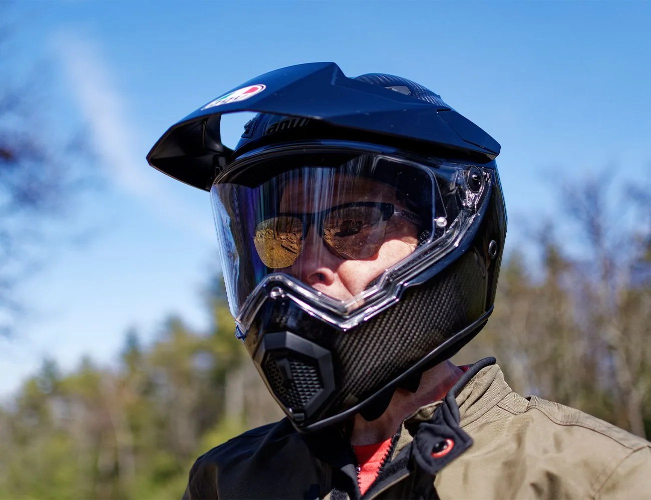 a man wearing a motorcycle helmet