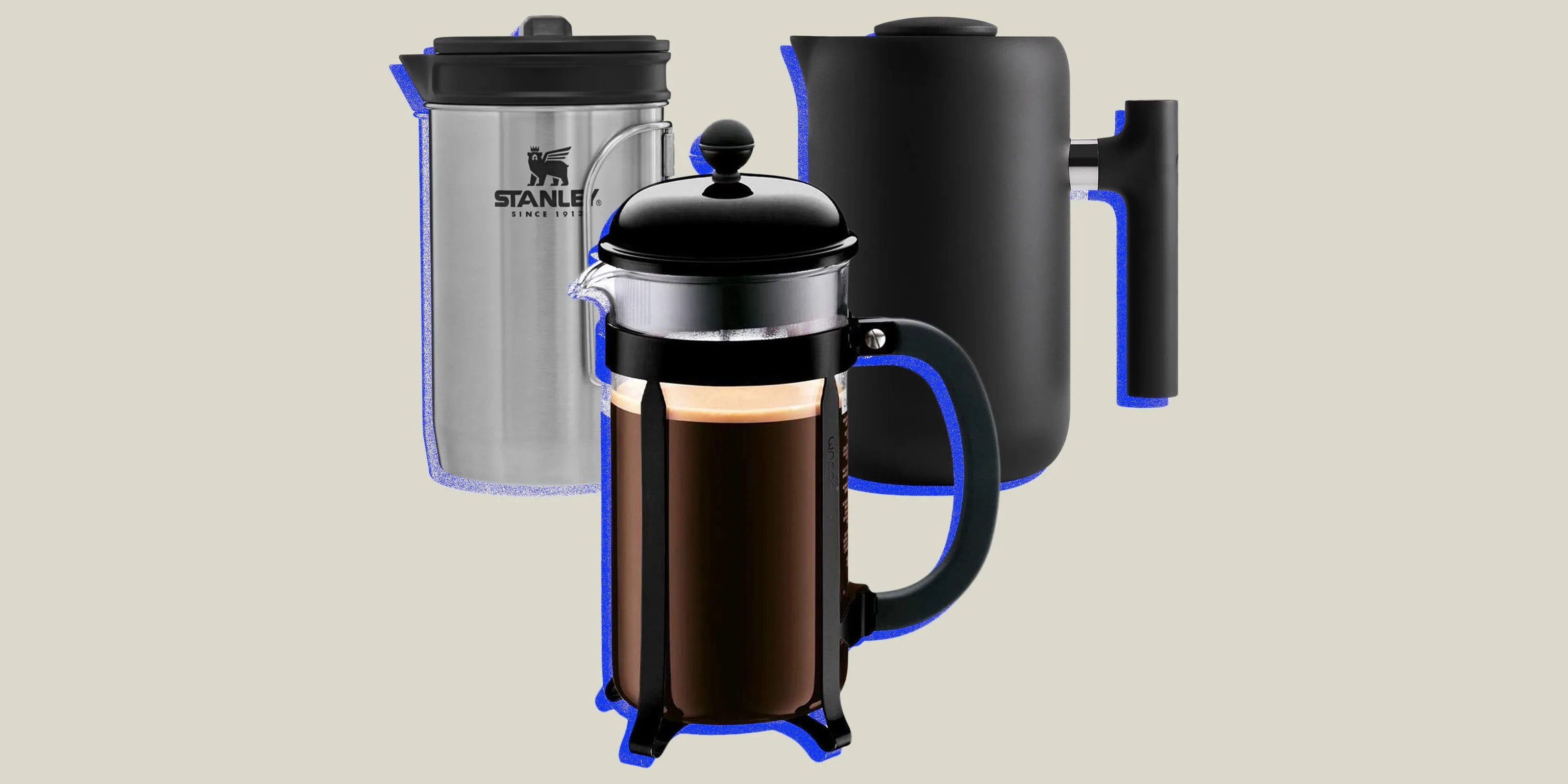 collage of three french presses