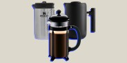 collage of three french presses