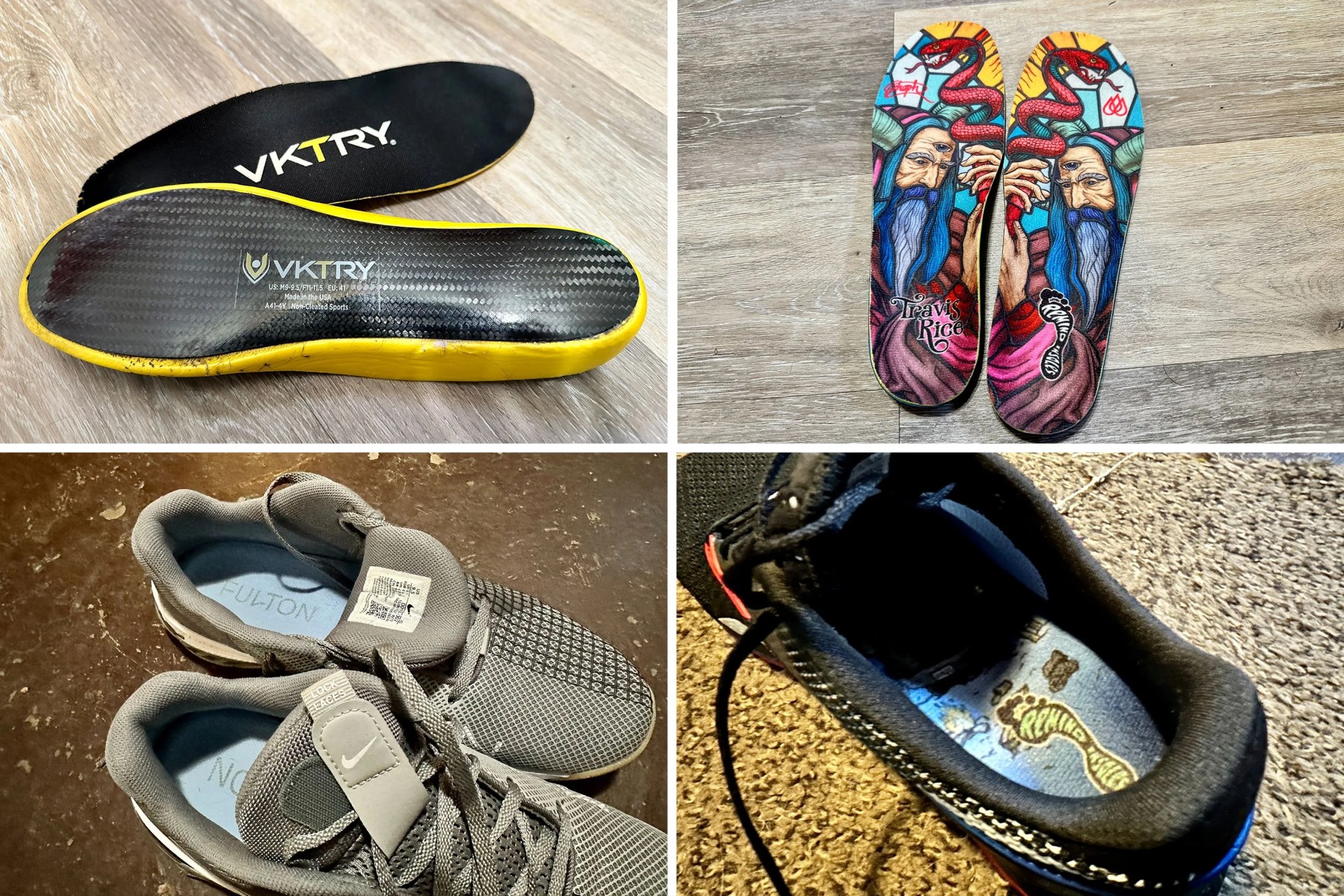 collage of four shoe insoles