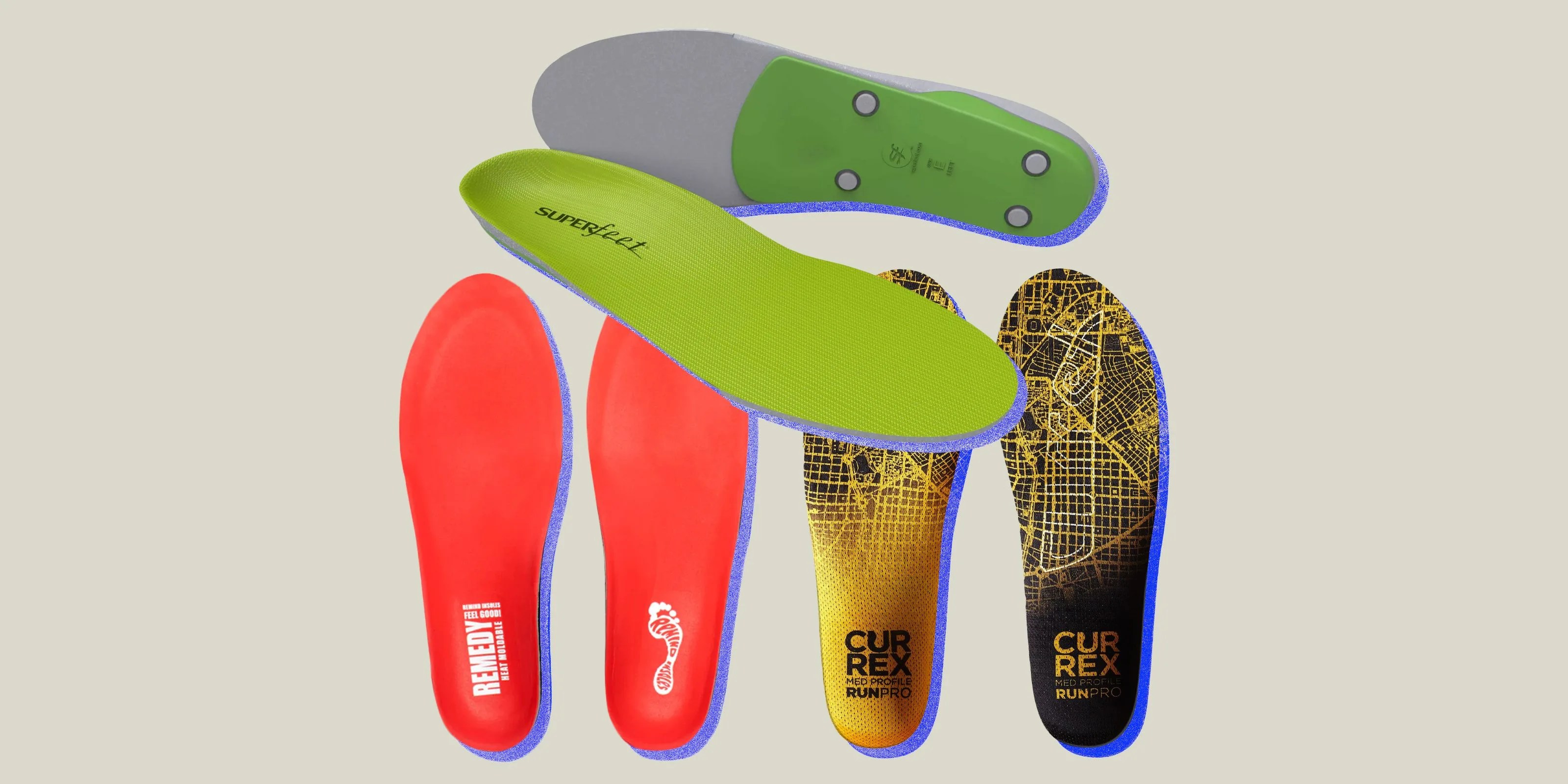 collage of three shoe insoles