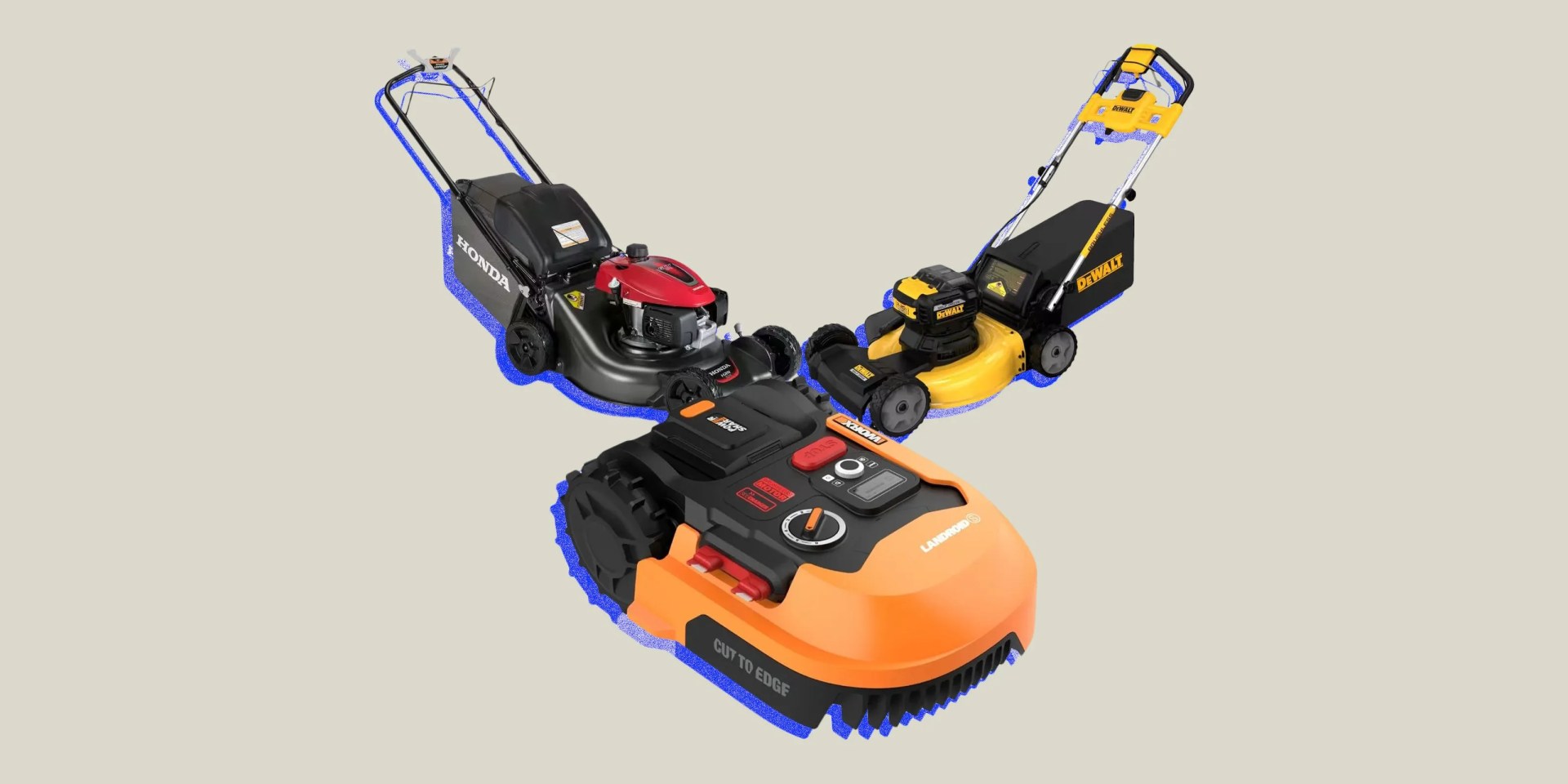 collage of mowers