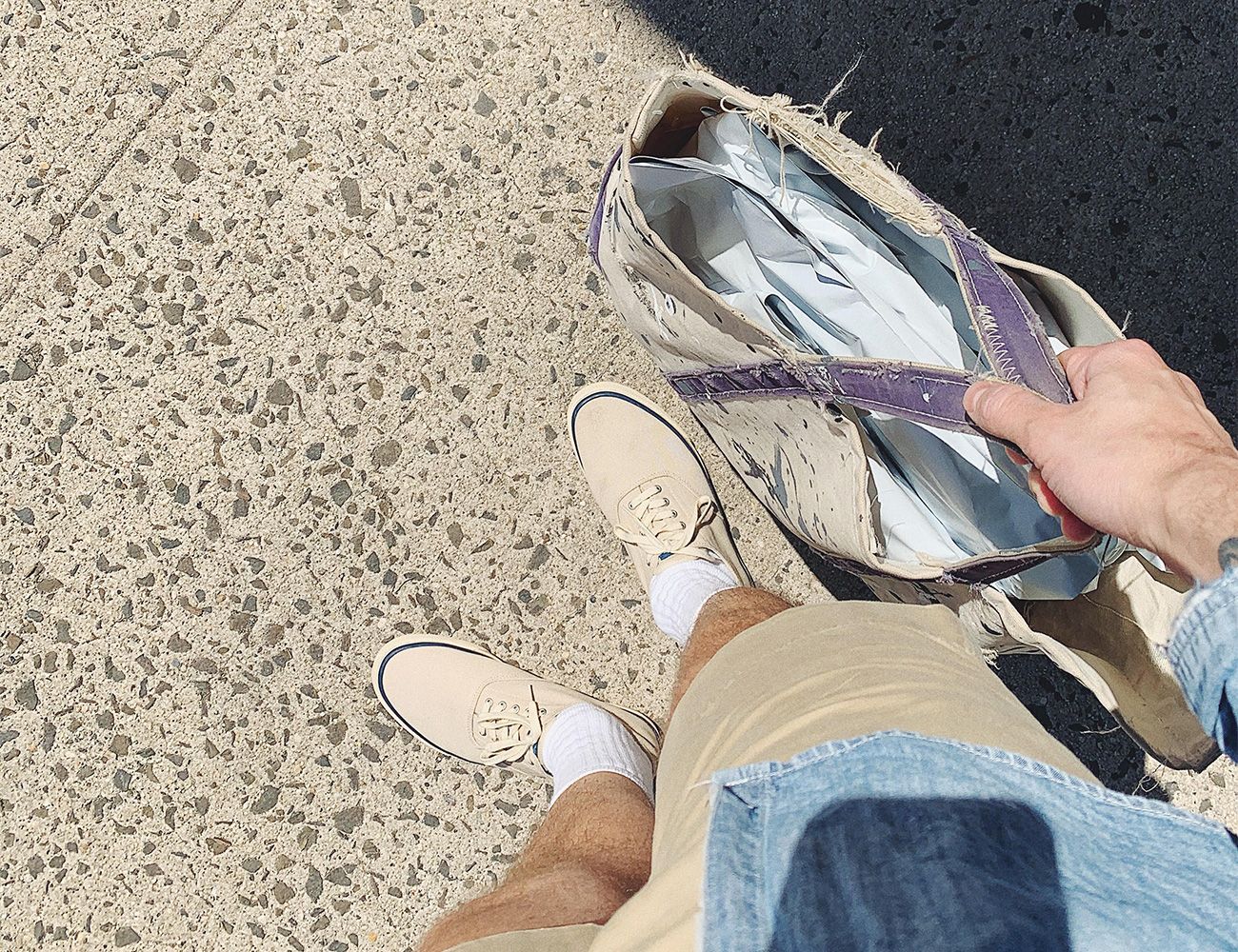 ll bean tote held in hand
