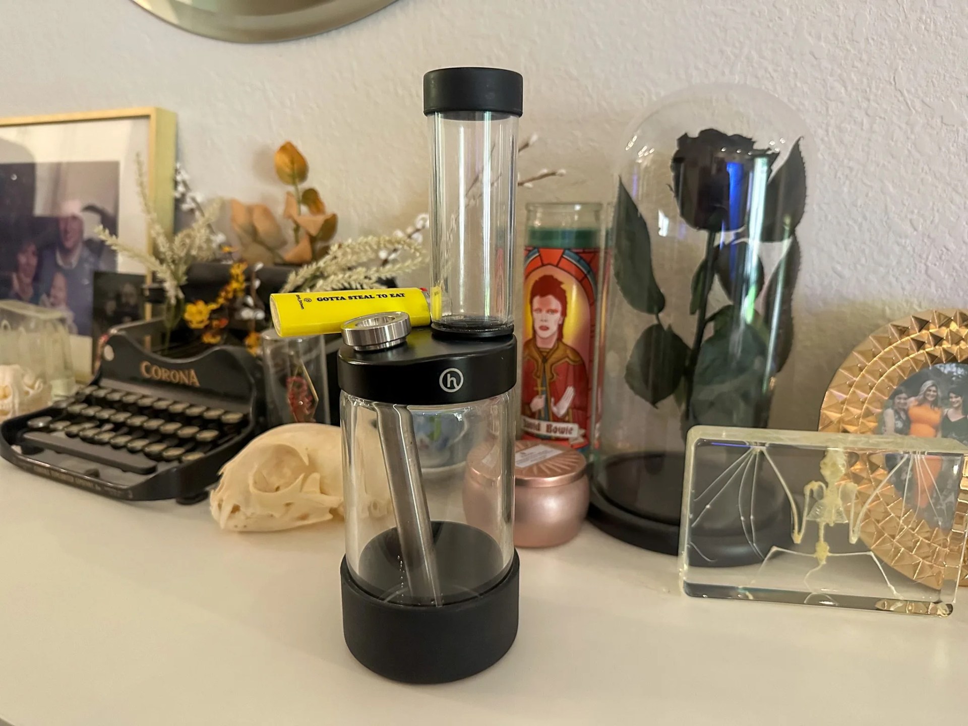 capsule water pipe on a desk