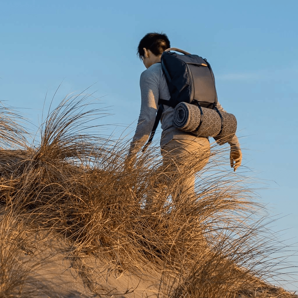 person hiking with backpack