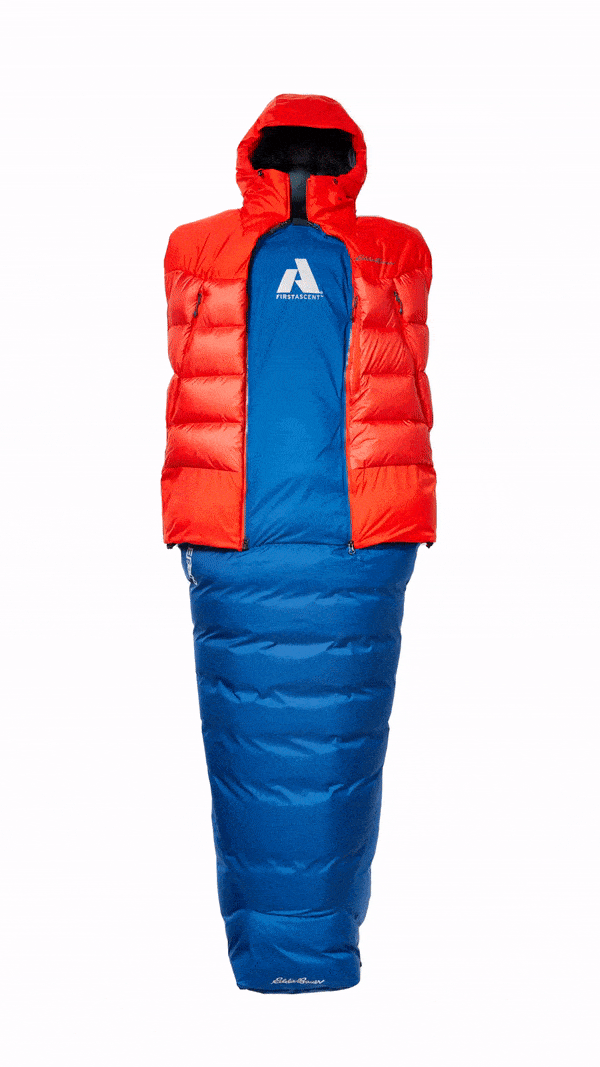 stop motion of a sleeping bag with a removable hooded jacket