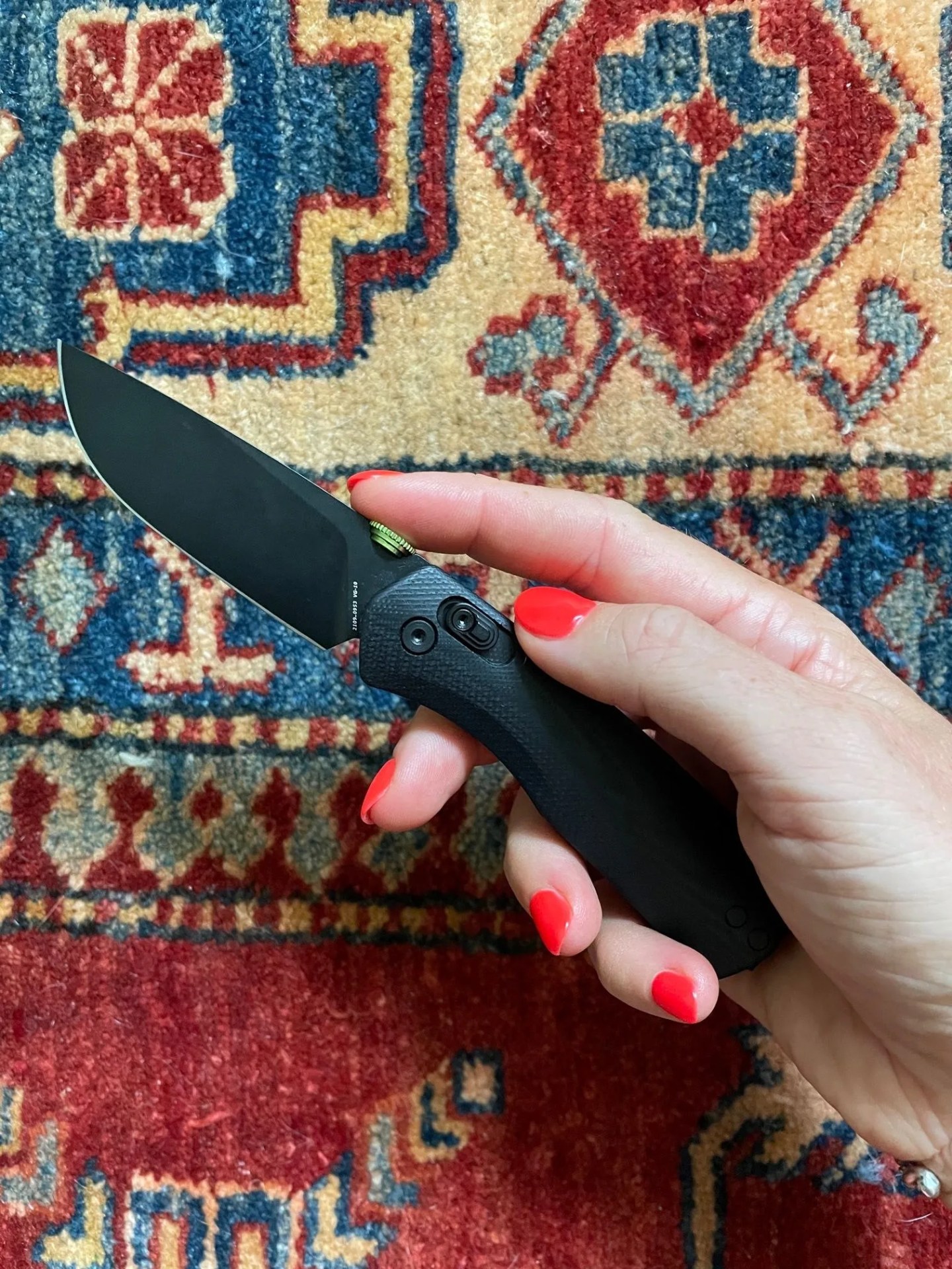 woman holding the carter knife
