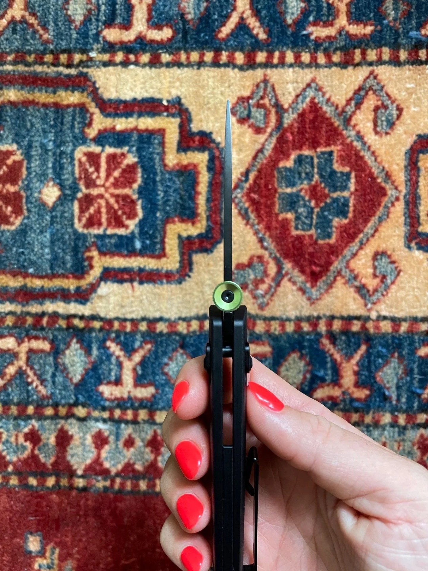 woman holding the carter knife