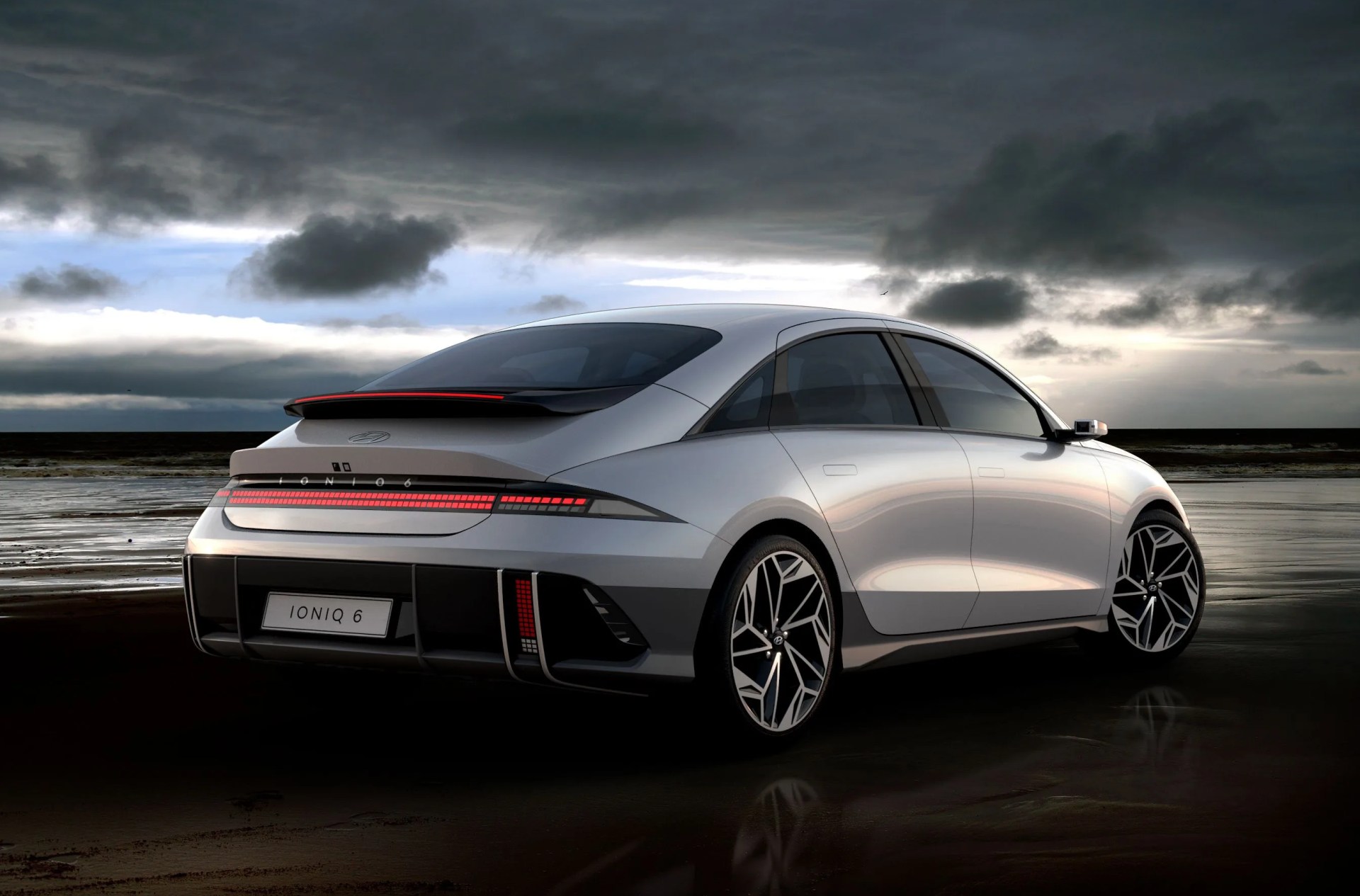 hyundai ioniq 6 parked on a beach