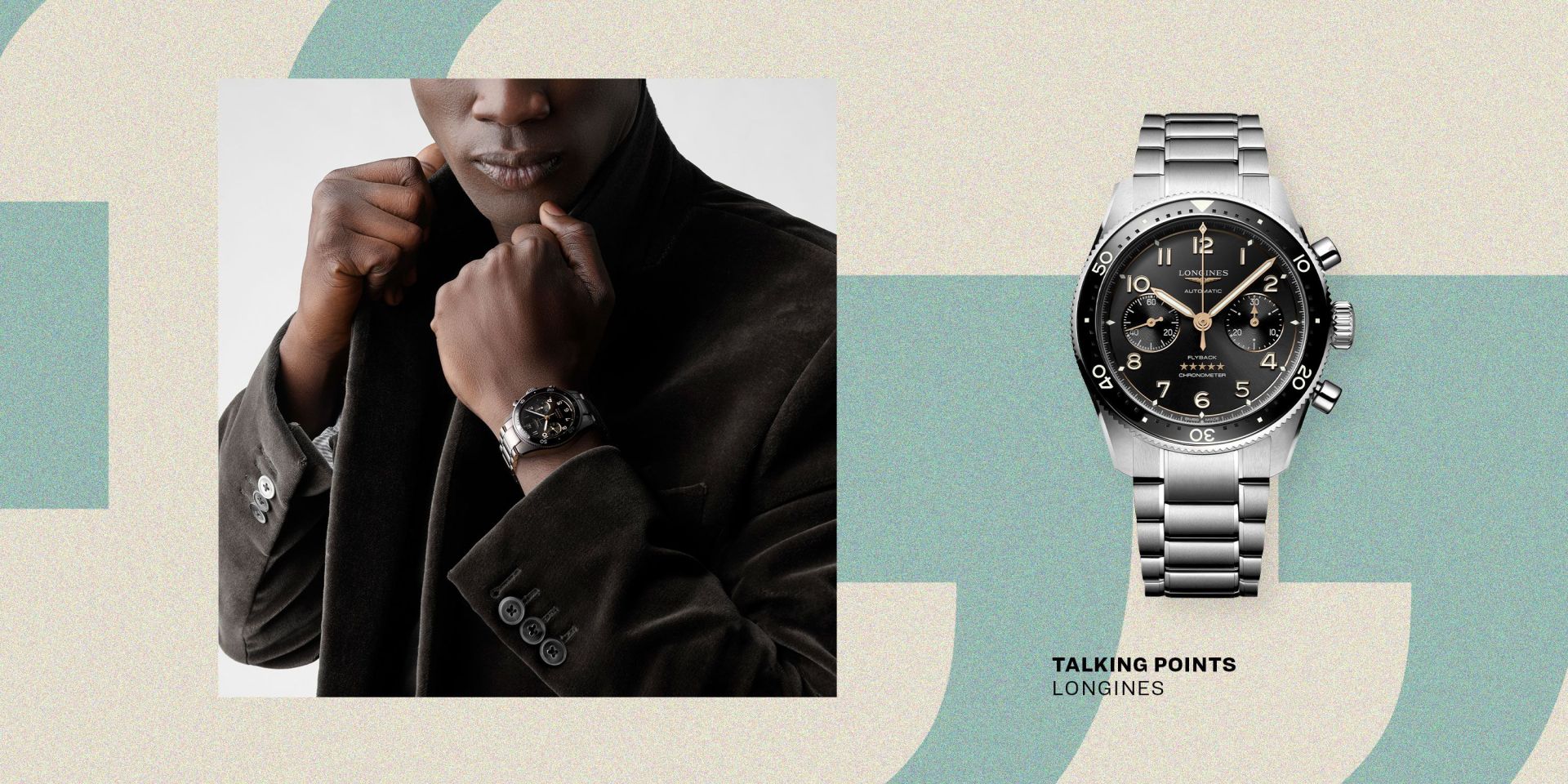 talking points man wearing longines spirit collection aviator watch