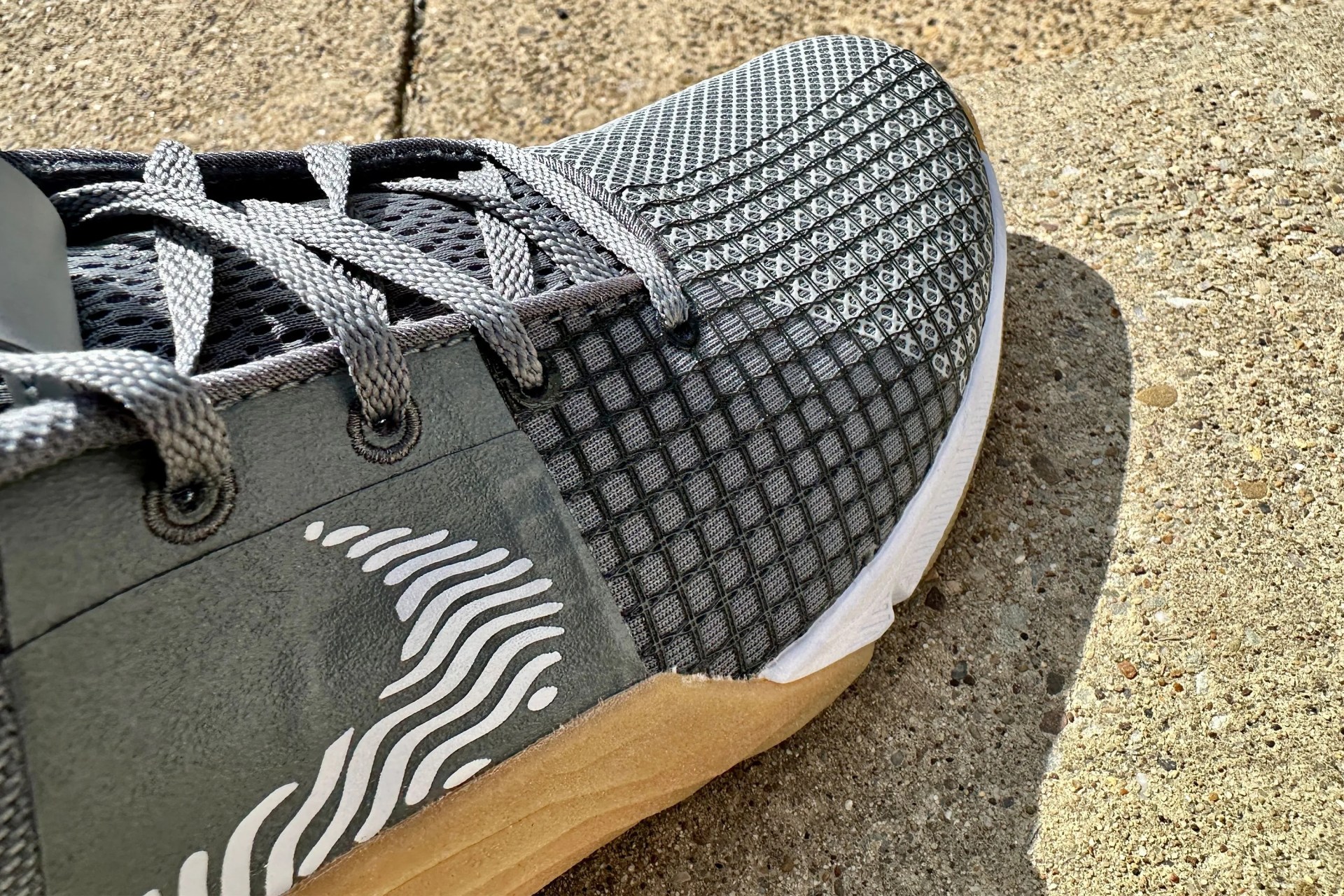 close up of the toe on a nike shoe