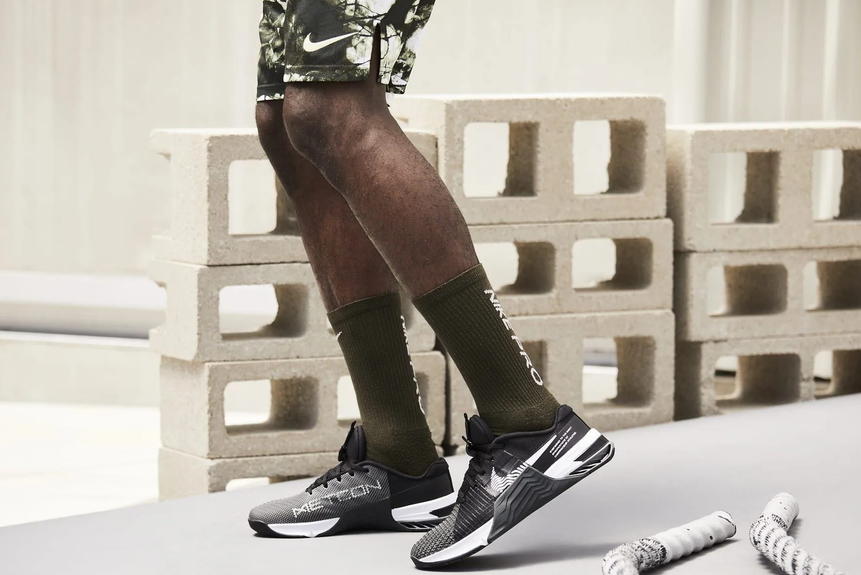 a man wearing nike shoes