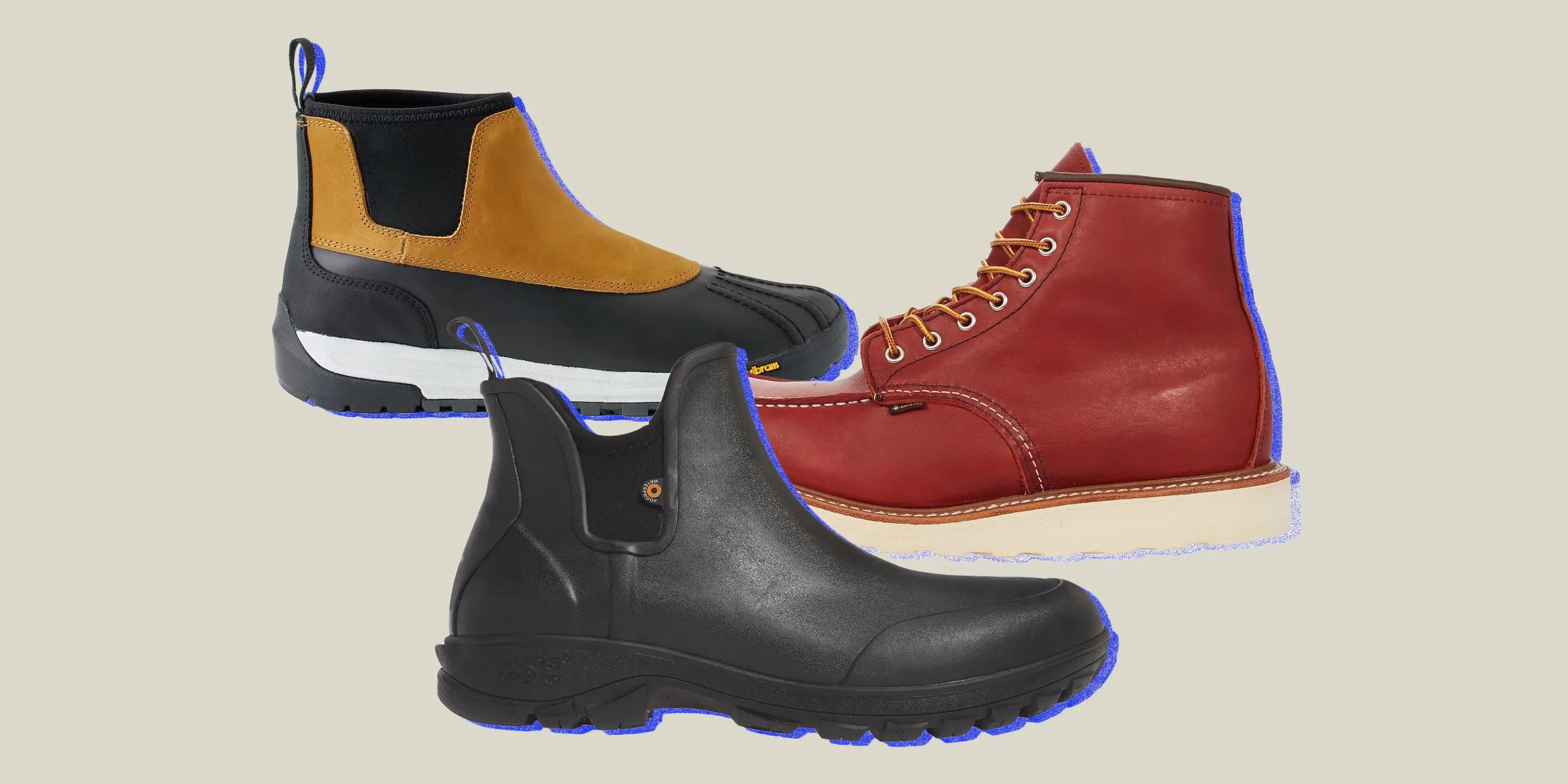collage of 3 rain boots