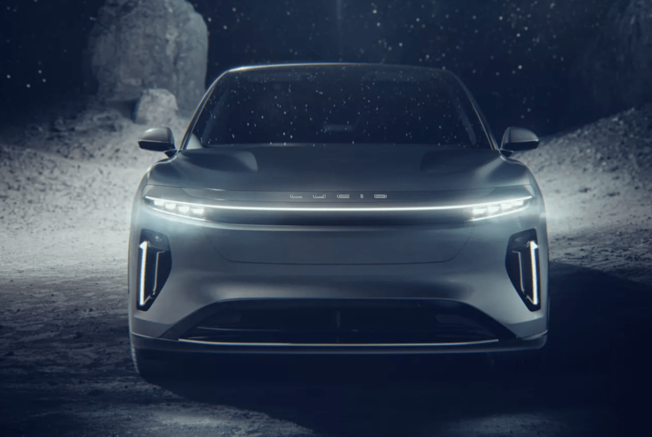 lucid motors gravity teaser image with a moon backdrop