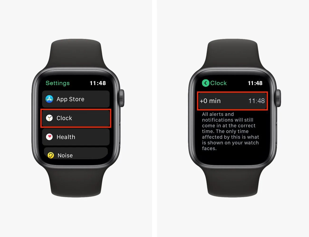 iwatch settings to add time