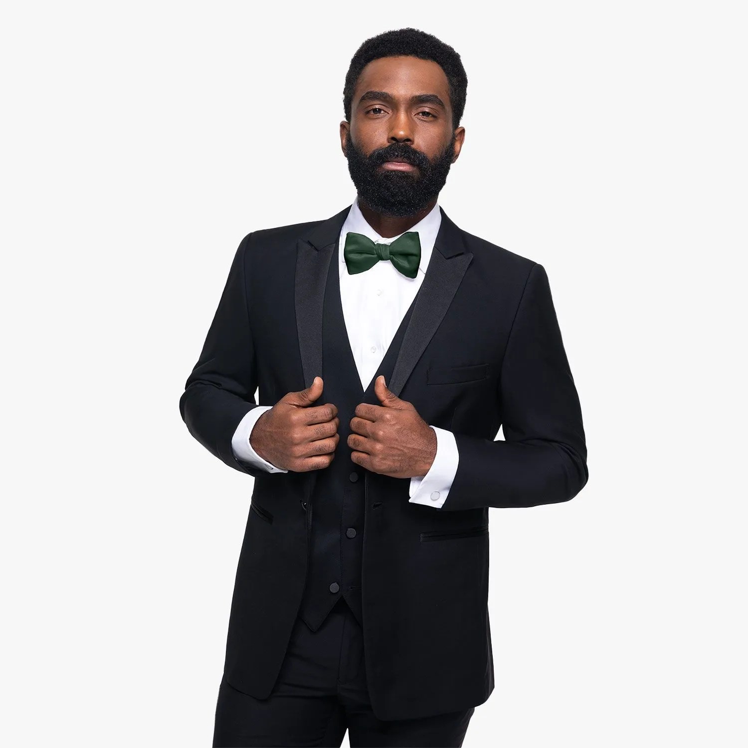 black peak lapel tuxedo