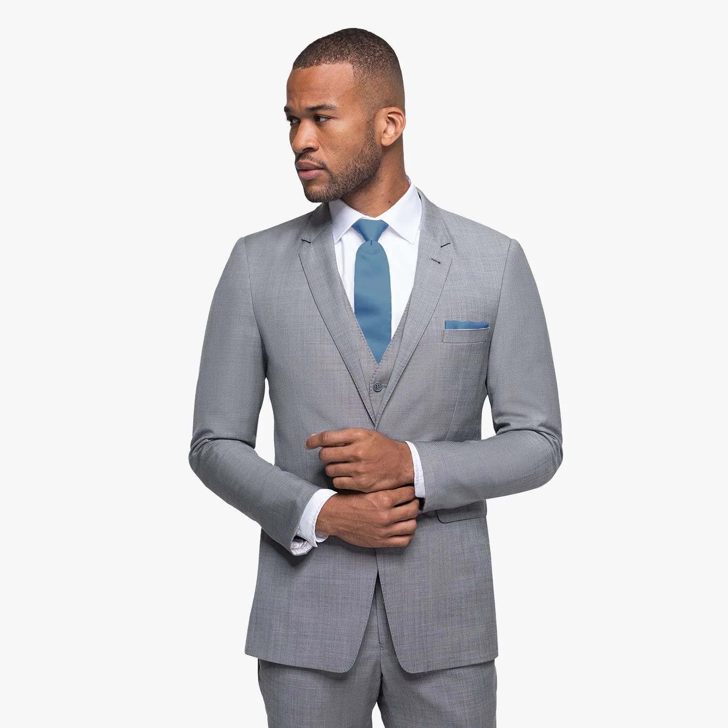 gray sharkskin suit
