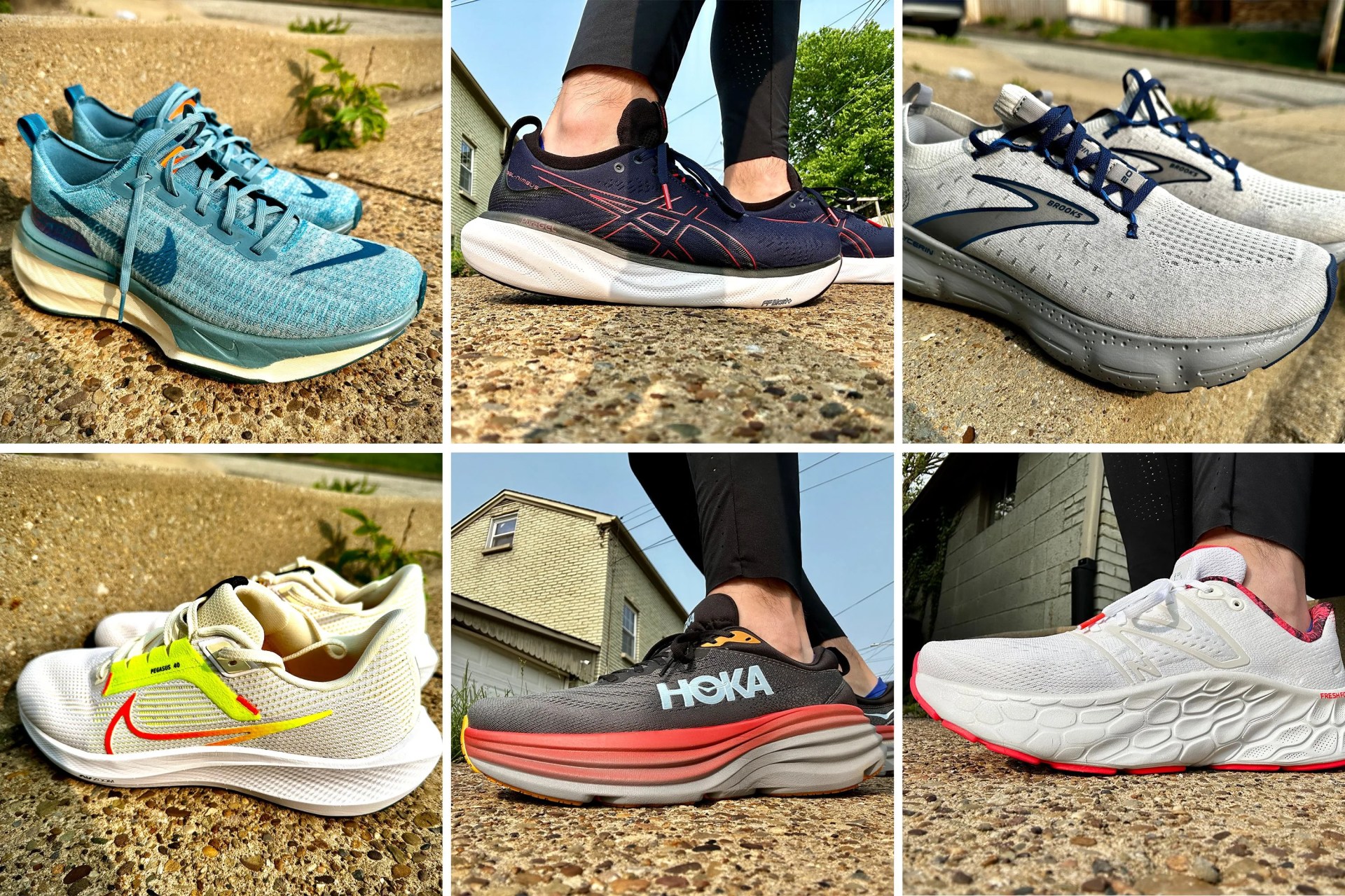 collage of running shoes