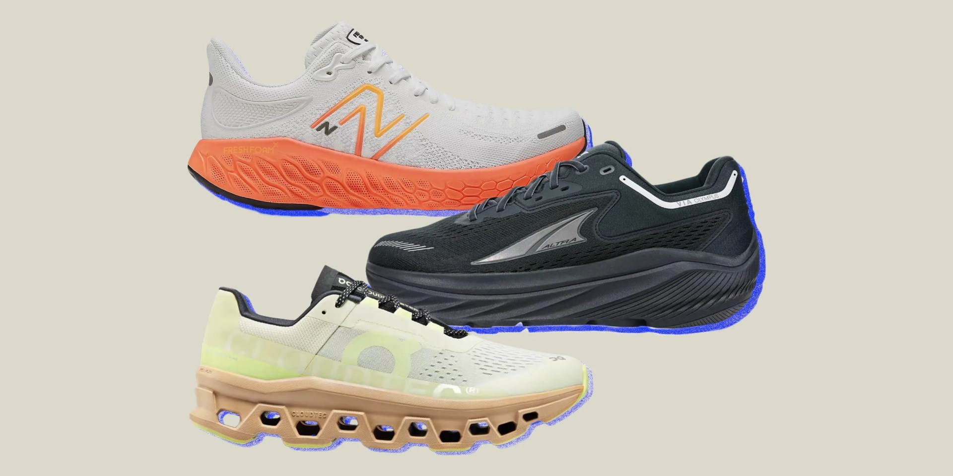 collage of three running shoes