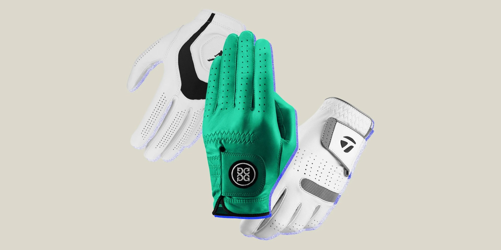 collage of three golf gloves