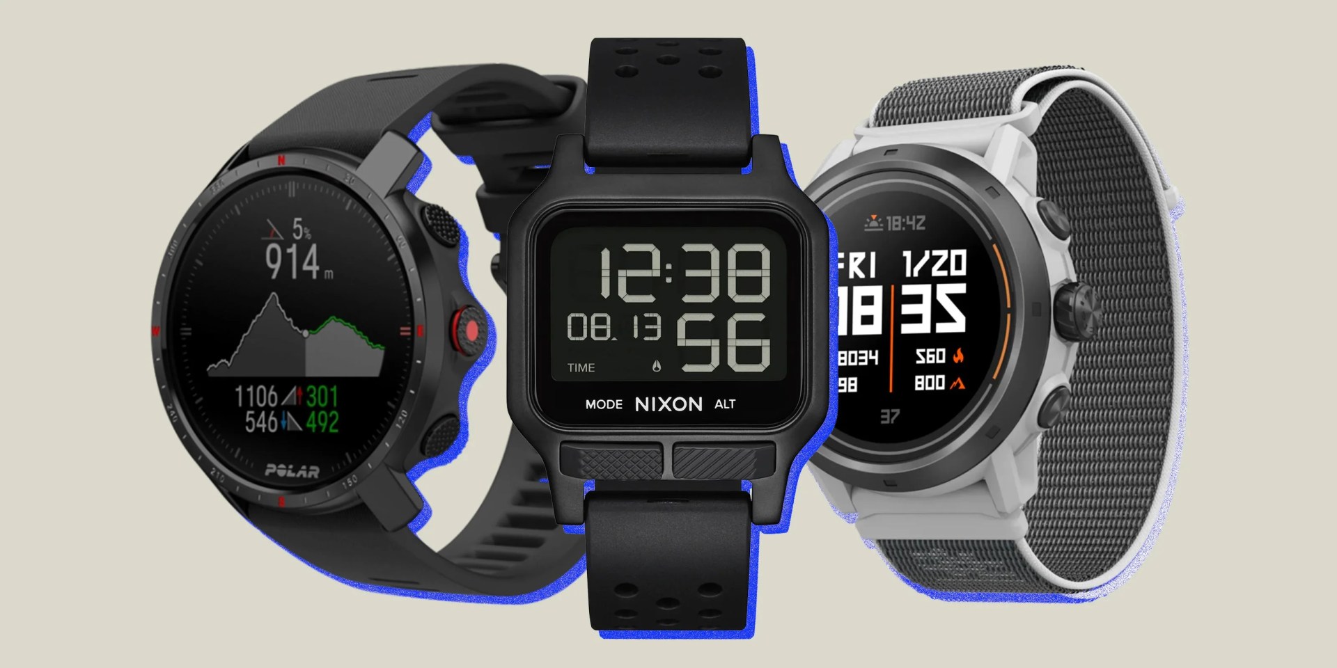 collage of three gps watches