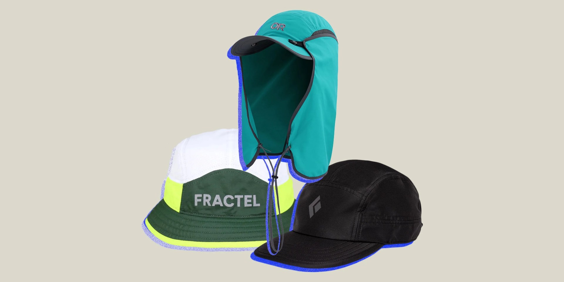 collage of three hats