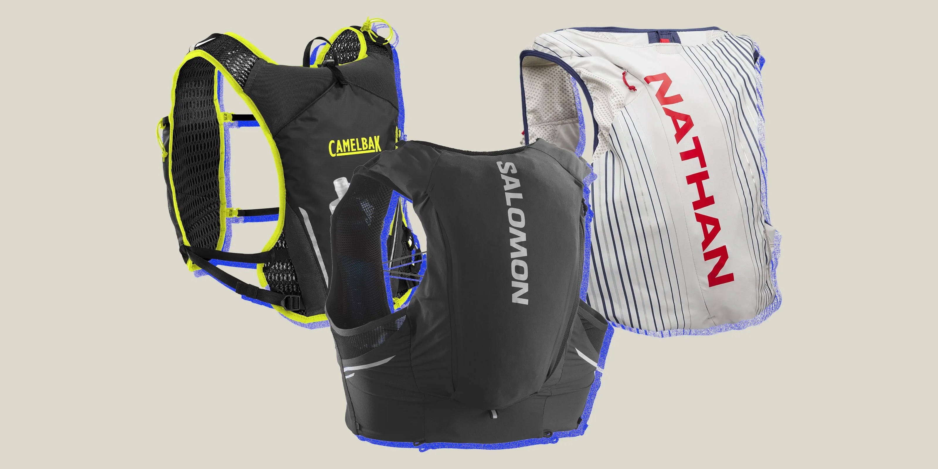 collage of three hydration packs