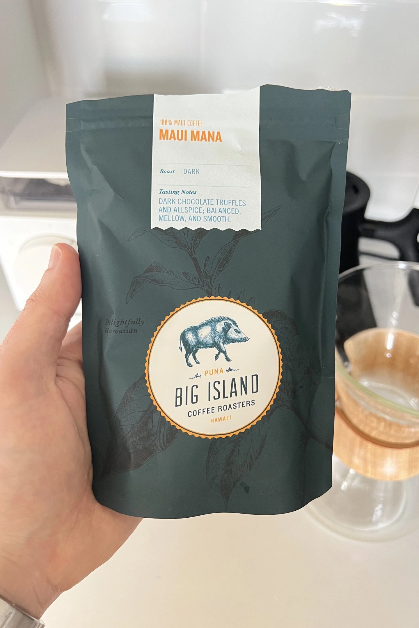 a bag of big island coffee roasters coffee