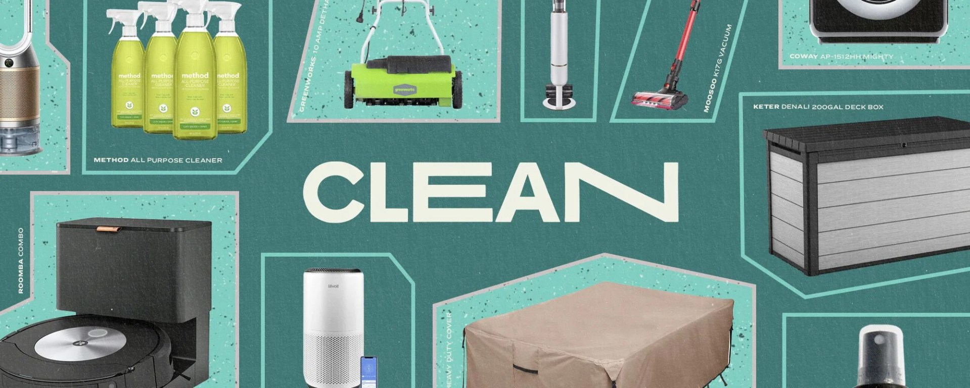 cleaning products with a clean headline in the center