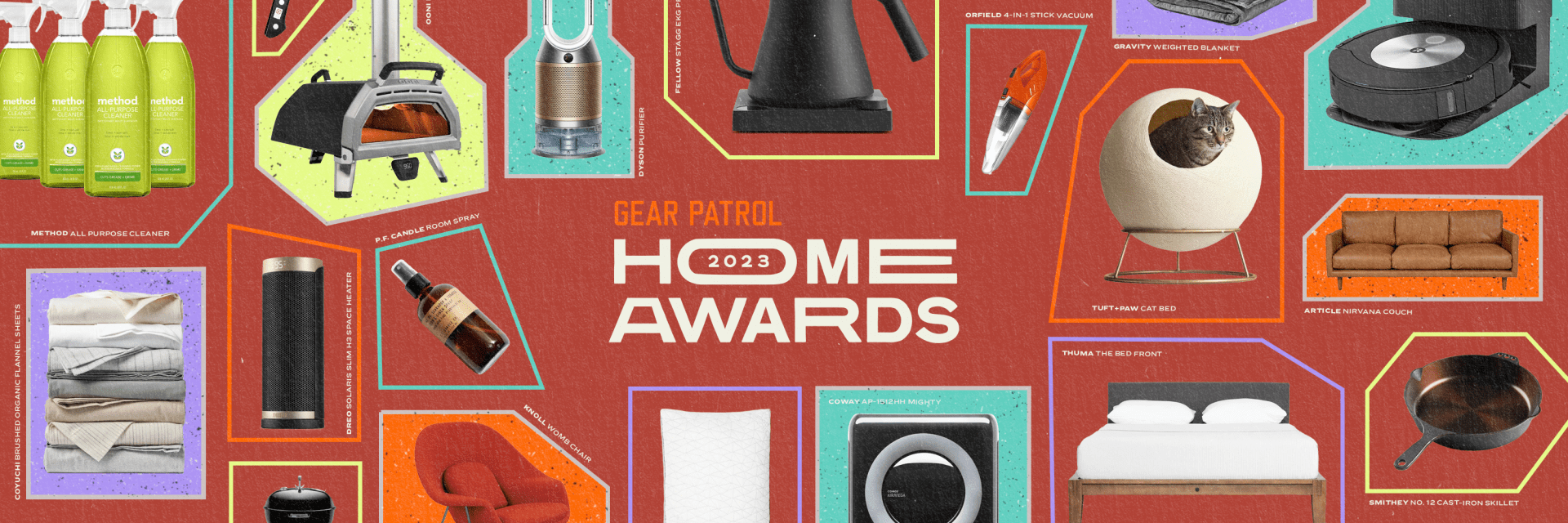 home products with a gear patrol logo and home awards 2023 text in the center