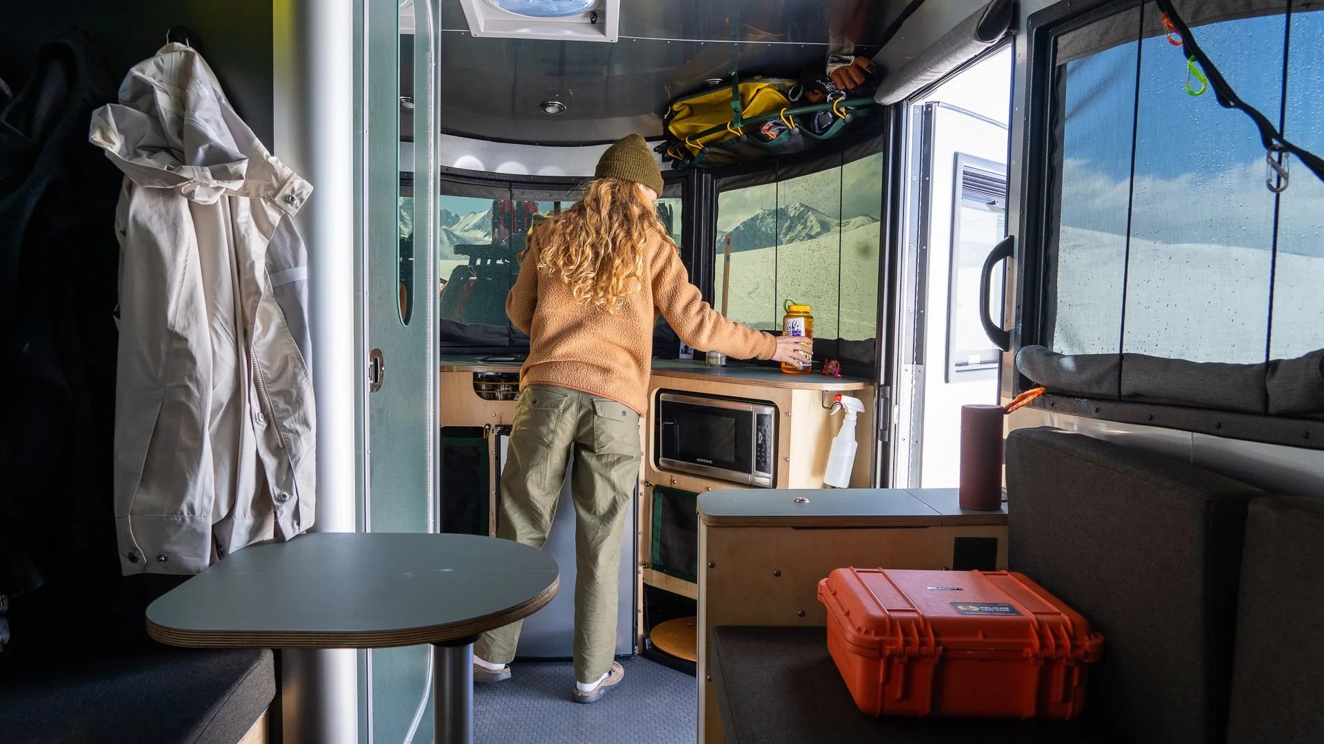 airstream rei basecamp kitchen view