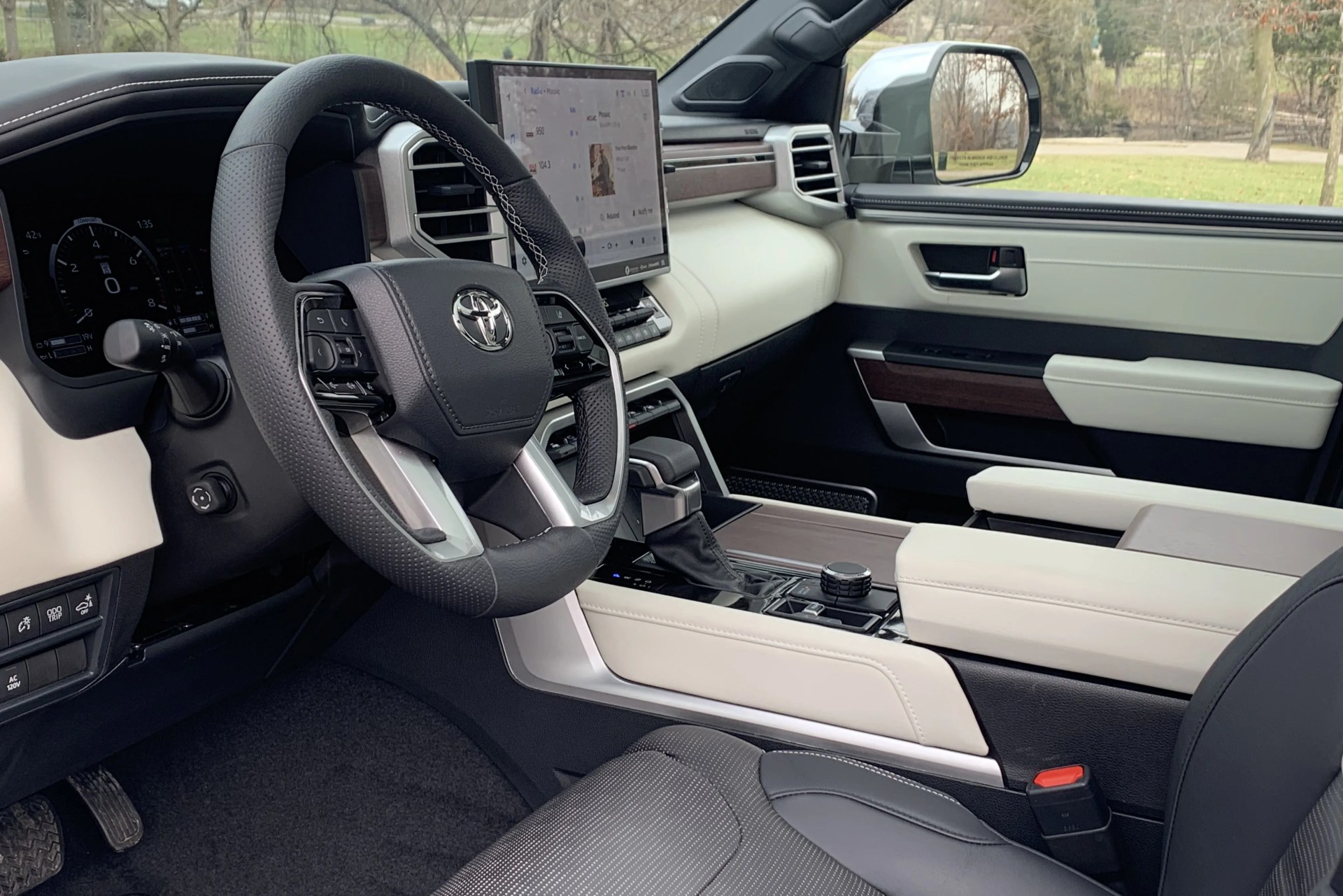 toyota tundra interior seen from outside the driver's side door