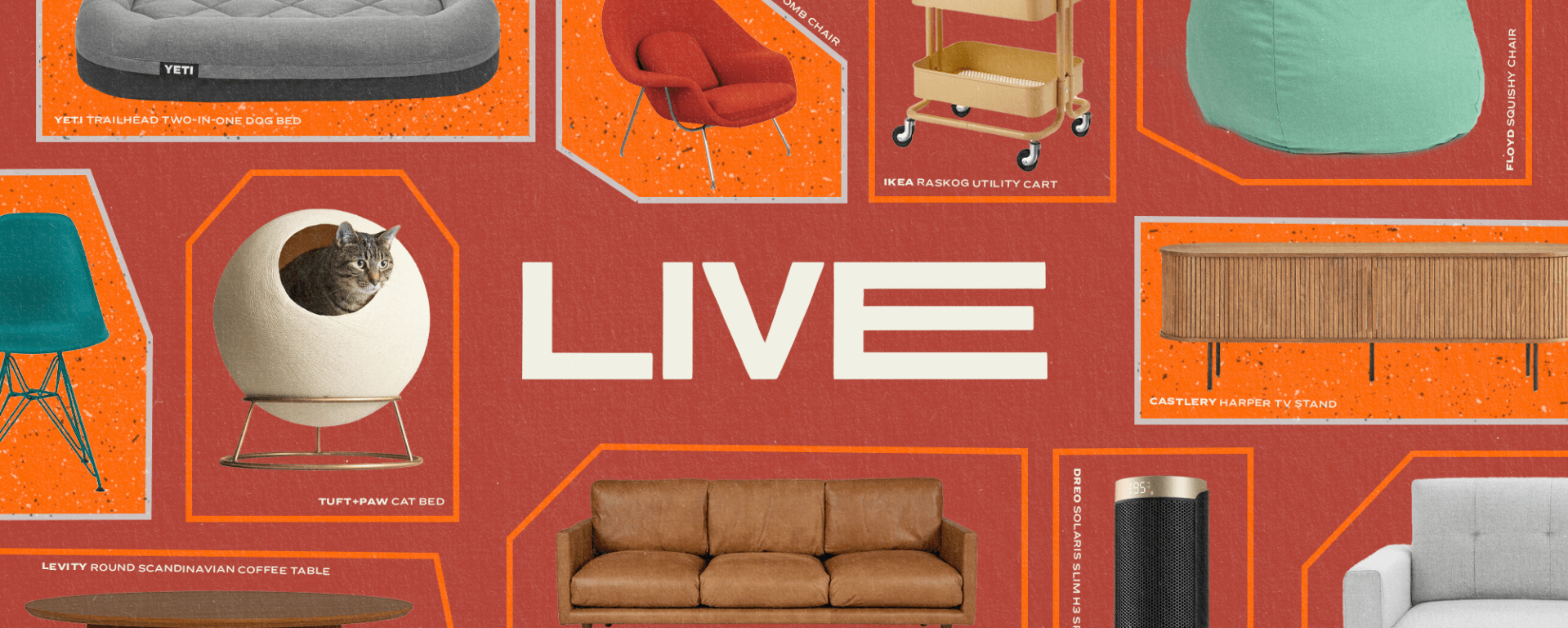 home products with live as a headline in the middle
