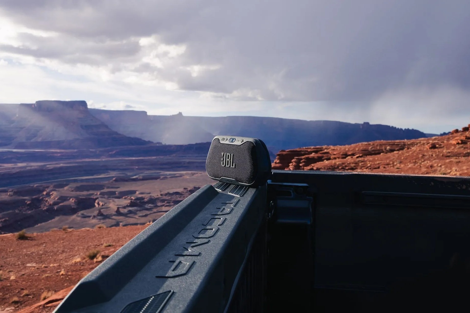 toyota tacoma with jbl portable speaker
