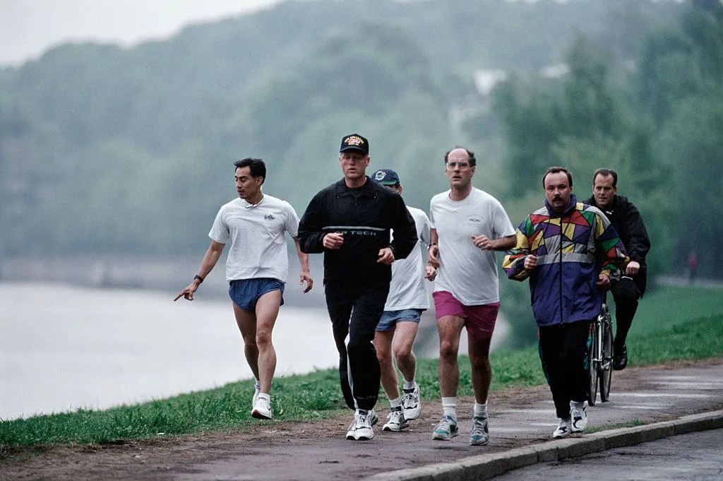 president clinton and strobe talbott jogging in moscow