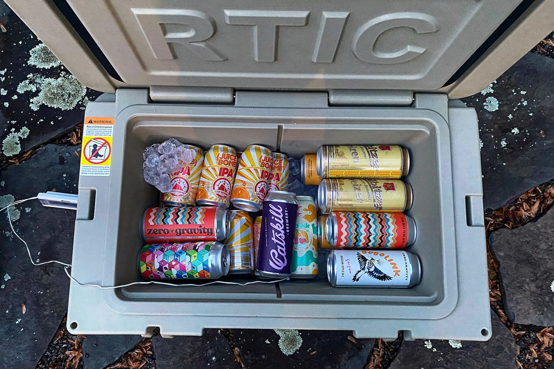 rtic cooler with beer