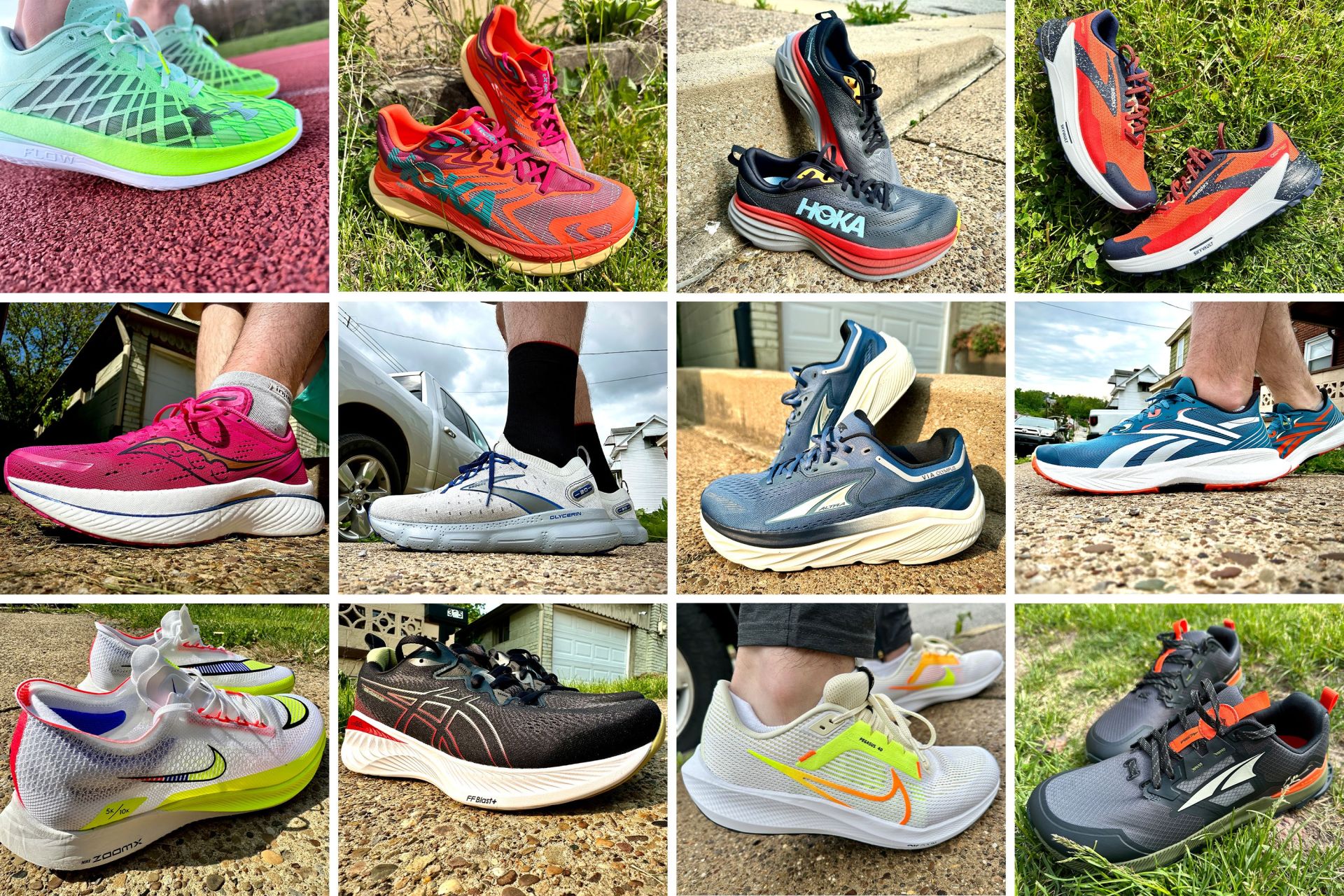 collage of running shoes