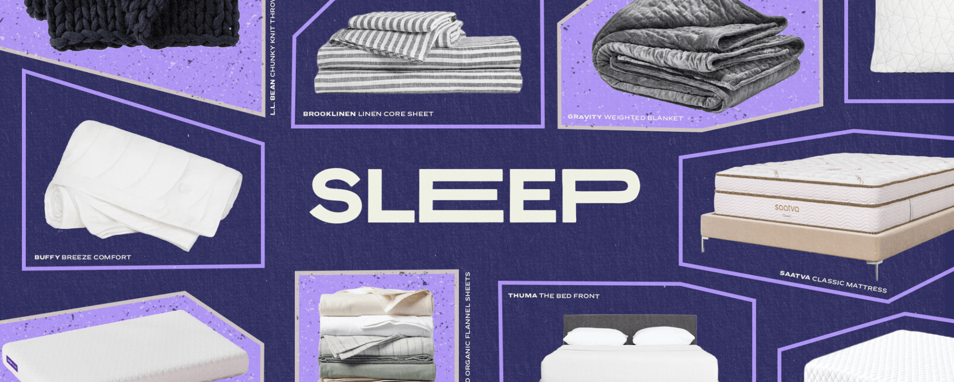 sleep products with a sleep headline in the center