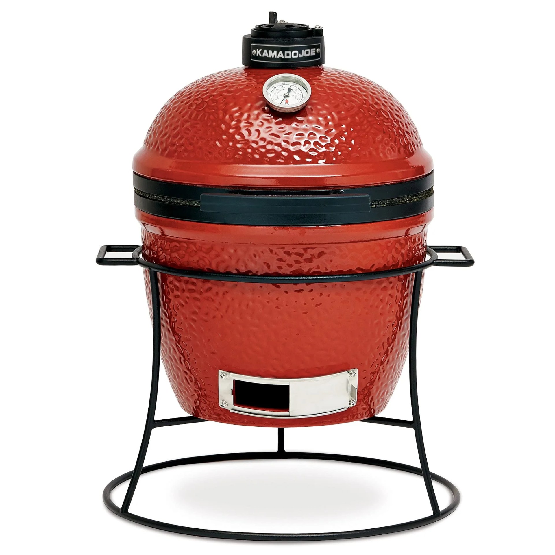 Kamado Joe KJ13RH Joe Jr. 13.5 inch Portable Charcoal Grill with Cast Iron Cart and Heat Deflectors, Blaze Red