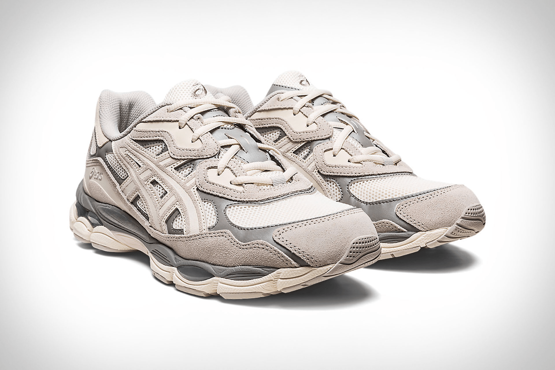 asics gel nyc cream oyster grey    $130
