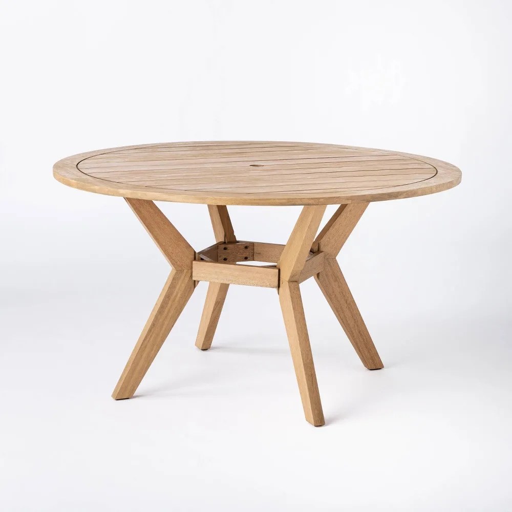 Bluffdale Wood 6 Person Round Patio Dining Table, Outdoor Furniture - Threshold™ designed with Studio McGee